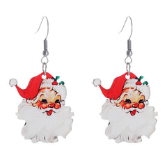 Vintage Santa Earrings Fun Cute Acrylic Santa Earrings Dwarf Earrings Snowman Earrings Christmas Tree Red Wine Glass Earrings Geometric Square Earrings Christmas Party Womens Jewelry (Santa Claus)