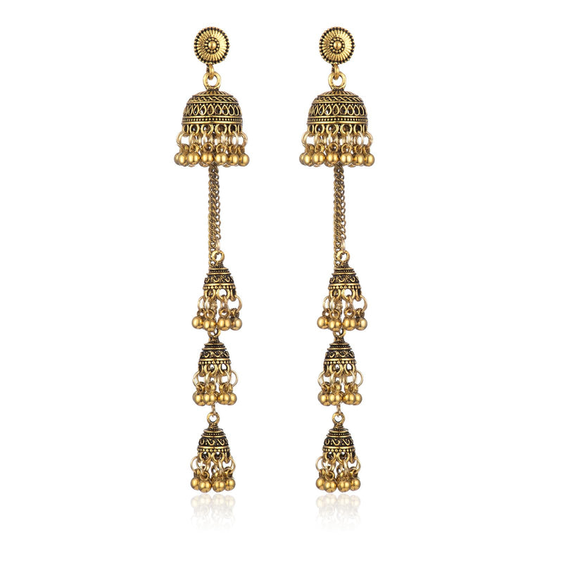 Jhumkas Indian Earrings for Women Jhumkas Jhumki Tassel Earrings Ethnic Dangle Earrings Beaded Bell Earrings Indian Jewelry for Women