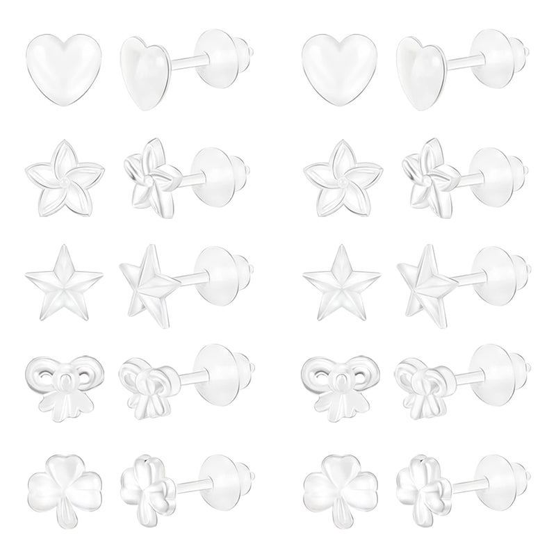 AoedeJ Clear Earrings Cute Plastic Earrings Kawaii Flower Earrings Flower Earrings Multipack Hypoallergenic (Style 4)