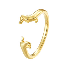 S925 Sterling Silver Sausage Dog Ring