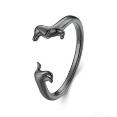 S925 Sterling Silver Sausage Dog Ring
