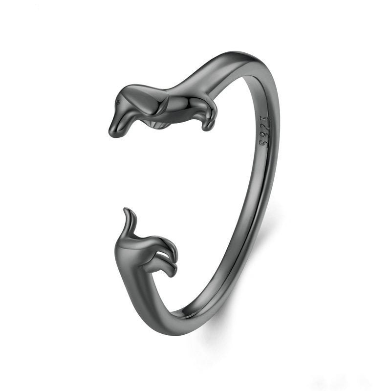 S925 Sterling Silver Sausage Dog Ring