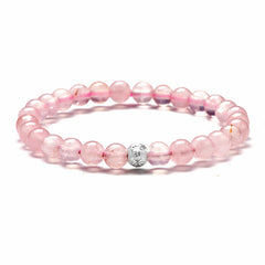 Natural Rose Quartz Bracelet with S925 Silver Beads