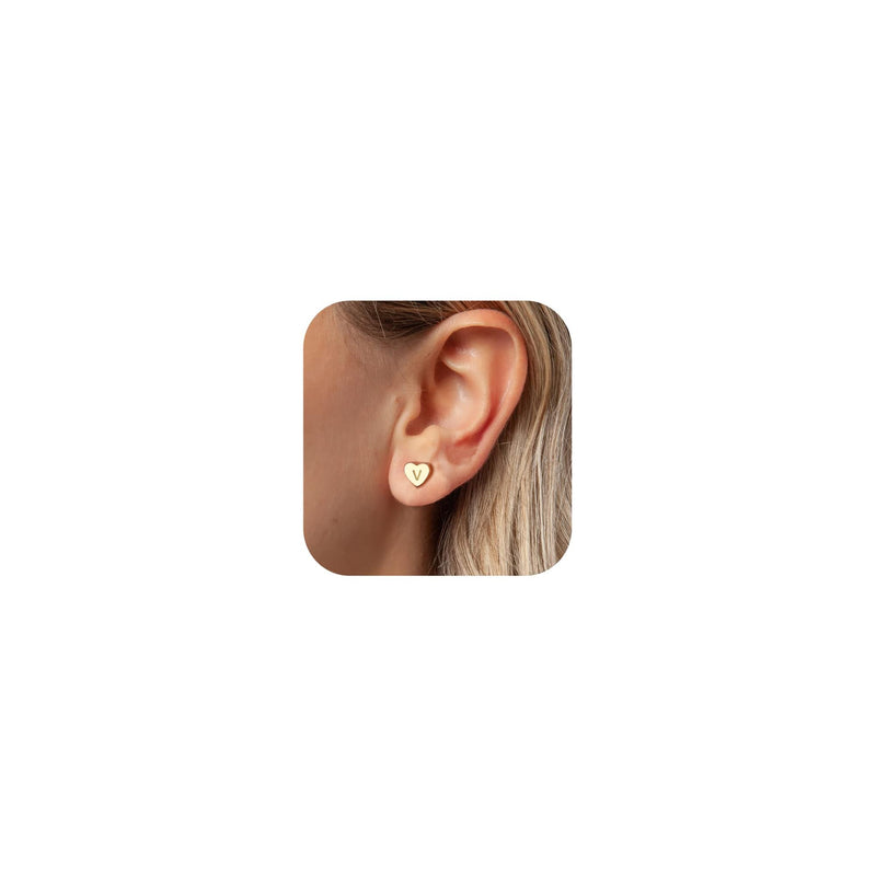 BAYLAY Heart Initial Earrings for Women - 18K Gold Plated V Initial Earrings Hypoallergenic Little Initial Earrings Women Gifts InitiaL Earrings for Women