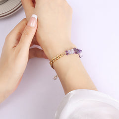 Natural Stone Crystal Gravel with Gold Stainless Steel