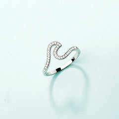 Micro Inlaid Zircon Wave Ring for Women