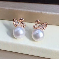 S925 Silver Freshwater Pearl Swan Earrings