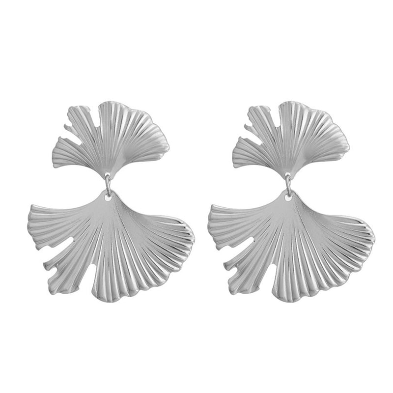 Gold Statement Earrings for Women Large Gold Earrings Gold Flower Earrings Ginkgo Leaf Earrings Summer Beach Party Jewelry for Women