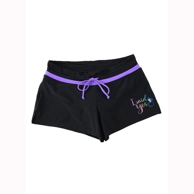 Women's Patterned Lace-up Boxer Swim Trunks