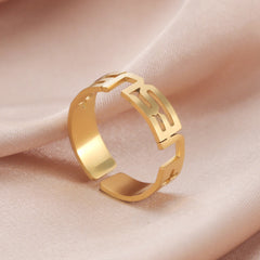 Personalized Titanium Steel Cut Letters Adjustable Ring