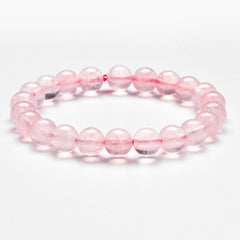 Natural Rose Quartz Bracelet with S925 Silver Beads