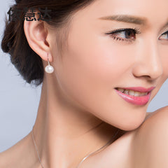 S925 Silver Freshwater Pearl Stud Earrings in Rose Gold
