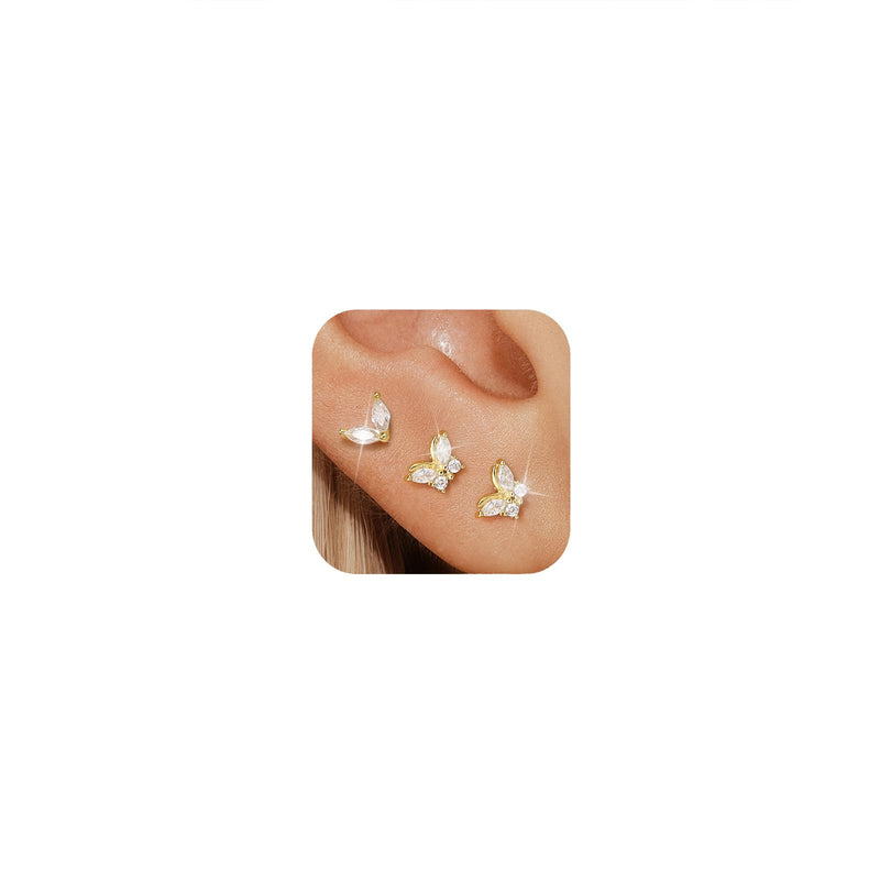 GEORGE · SMITH Small butterfly stud earrings for women Exquisite and fashionable earrings set Earrings for Multiple Piercing Hypoallergenic earrings set for women