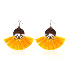 Tassel Earrings, Geometric Round Alloy Drop Earrings