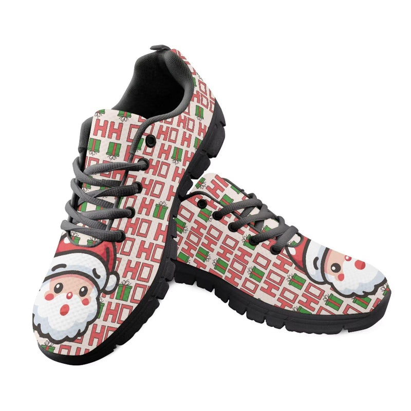 Coloranimal Cute Santa Claus Ho Print Shoes for Women Running Walking Shoes Sports Shoes Christmas Theme Sneakers Slip On Running Shoes Athletic Footwear for Christmas