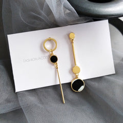 S925 Silver Asymmetrical Geometric Long Earrings