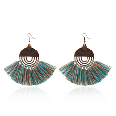 Tassel Earrings, Geometric Round Alloy Drop Earrings