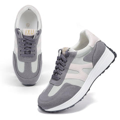 Wide Toe Box Shoes Women Wide Fashion Sneakers Comfortable Casual Walking Shoes Non-Slip Memory Foam Tennis Shoes Genuine Suede Sneakers Navy Blue