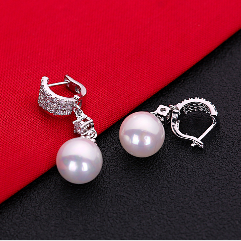 Silver Needle Earrings, Sweet Pearl Earrings