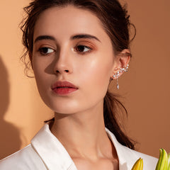 S925 Silver Long Earrings with White Gold Plating