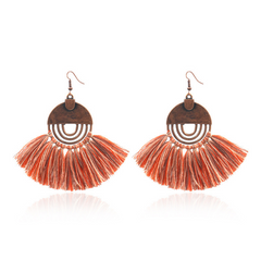 Tassel Earrings, Geometric Round Alloy Drop Earrings