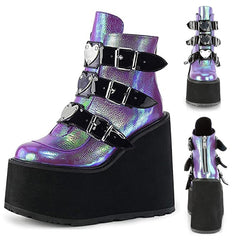 Wedge Heel Zipper Women Boots, Plus Size Women's Shoes
