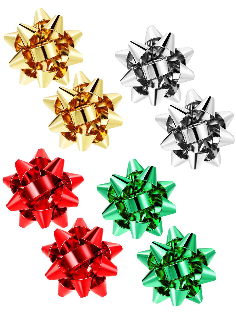 Christmas Bow Earrings Xmas Present Bow Earrings Christmas Stud Earrings for Women Favors (4 Pairs)