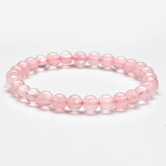 Natural Rose Quartz Bracelet with S925 Silver Beads