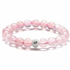 Natural Rose Quartz Bracelet with S925 Silver Beads