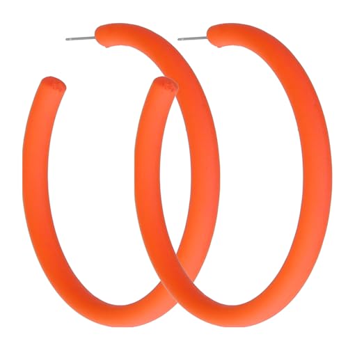 Orange Hoop Earrings for Women Retro Neon Orange Earrings Acrylic Large Hoop Earrings 80s 90s Earrings Colorful Big Hoop Statement Earring Orange Lightweight Earrings for 80s Party Accessories