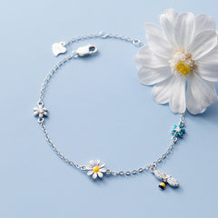 S925 Silver Mori Fresh Colorful Flower Bracelet