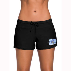 Women's Patterned Lace-up Boxer Swim Trunks