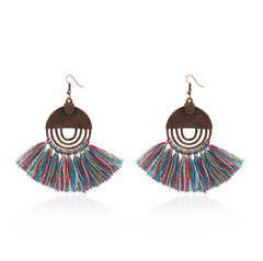 Tassel Earrings, Geometric Round Alloy Drop Earrings