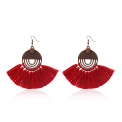 Tassel Earrings, Geometric Round Alloy Drop Earrings