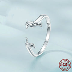 S925 Sterling Silver Sausage Dog Ring
