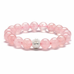 Natural Rose Quartz Bracelet with S925 Silver Beads