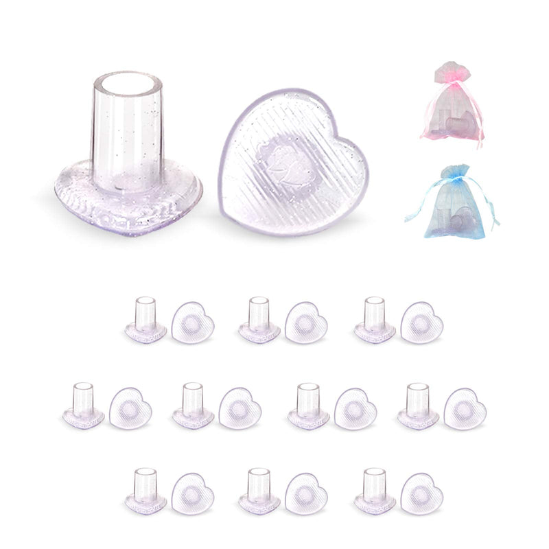 10 Pairs High Heel Protectors Heart Shaped Glittery Clear Heel Stoppers for Women Shoes Perfect for Outdoor Graden Party and Weddings Pink