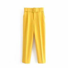 Trendy Women's Pleated Harem Pants with Belt Decor