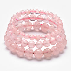 Natural Rose Quartz Bracelet with S925 Silver Beads