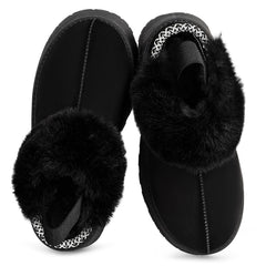 Fuzzy Platform Slippers for Women Fur Fluffy Slip-On House Slippers Memory Foam Clogs for Women Shoes
