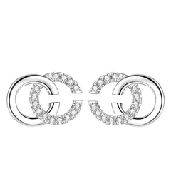LaBling Double C Earrings for Women | Designer Earrings Chic Letter Design Stud Earrings | Lovely Gift - Silver