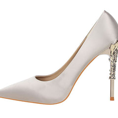 White Satin High Heels for Women - Stylish Pointed Shoes