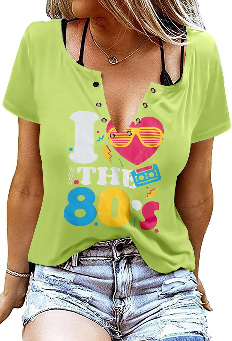 80s Outfit for Women I Love The 80s Shirts Fashion 80s Themed Clothing for Birthday Party Gift Green