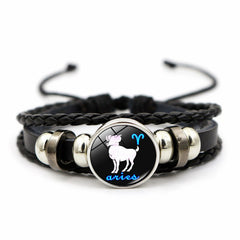 Creative Leather Weaving Beaded Bracelet in Gem Fashion