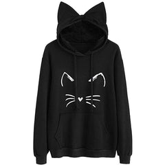 Ladies' Cat Print Ear Hoodie