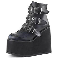 Wedge Heel Zipper Women Boots, Plus Size Women's Shoes