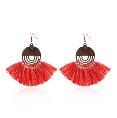 Tassel Earrings, Geometric Round Alloy Drop Earrings