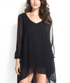 Long Sleeve Chiffon Dress - Short Style Options