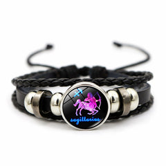 Creative Leather Weaving Beaded Bracelet in Gem Fashion