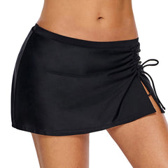 Plus Size Ruched Tie Skirt Swim Shorts